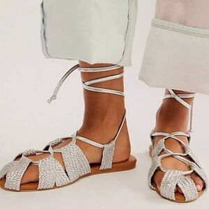NIB- Free People
Sunny Gilly Flats in Leather Silver Metallic
Size 9
NIB NEW